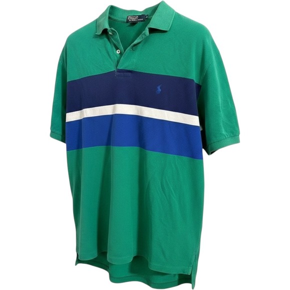 Polo Ralph Lauren Other - Vintage 80s Polo Ralph Lauren‎ Polo Shirt Mens XL Green Blue Striped